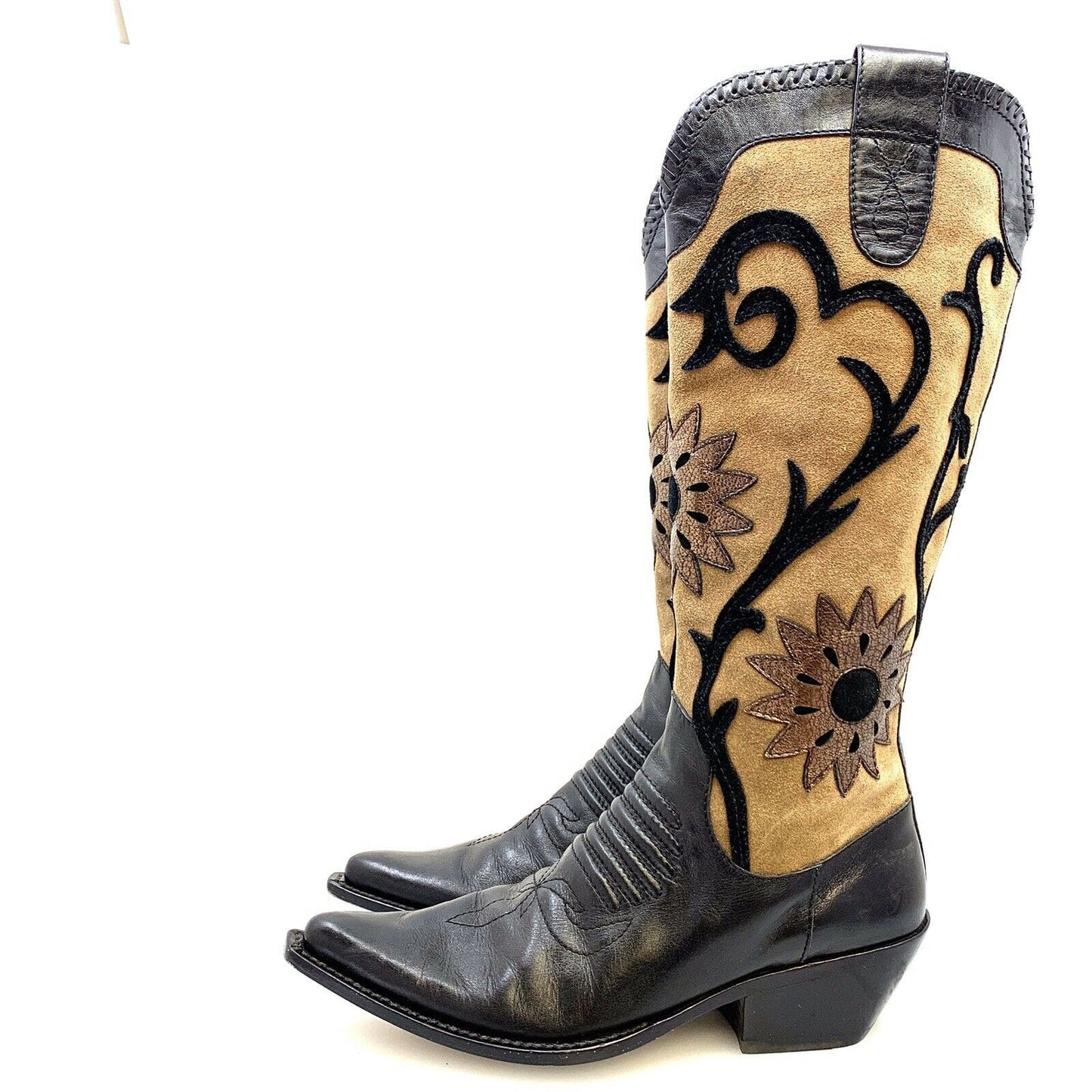 Paolo Womens Western Fashion Boots, Black / Brown - Size 4M - parsimonyshoppes