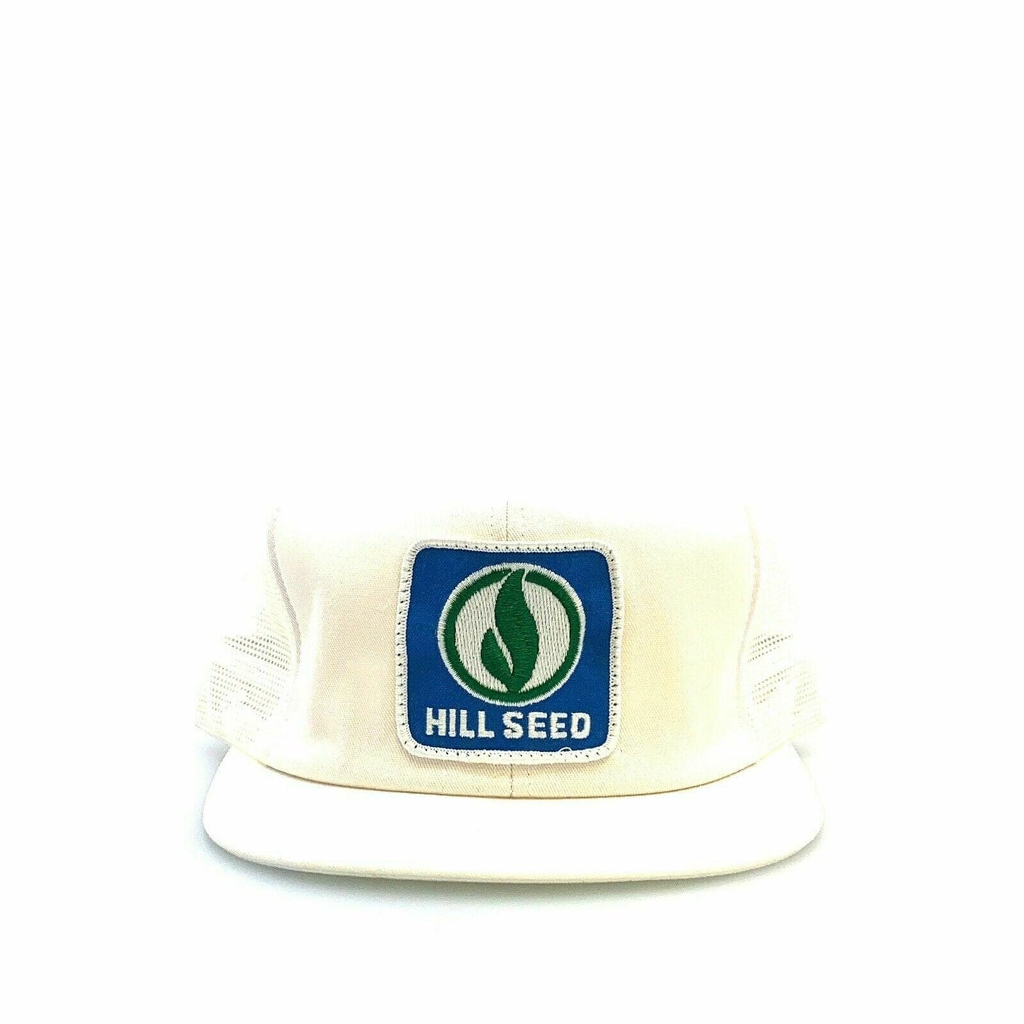 VTG HILL SEED Patch Mesh SnapBack Trucker Hat, White - Adjustable - parsimonyshoppes