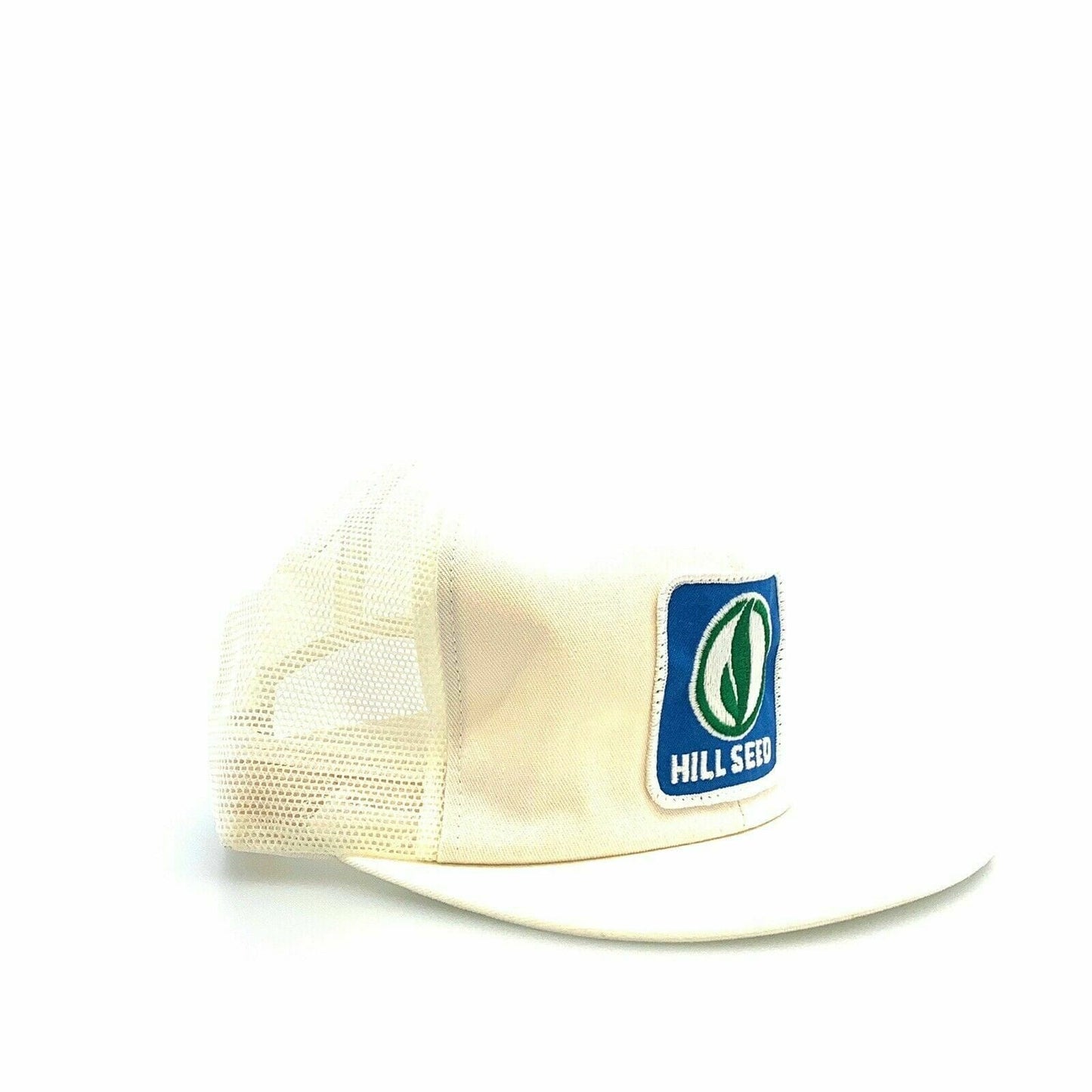 VTG HILL SEED Patch Mesh SnapBack Trucker Hat, White - Adjustable - parsimonyshoppes