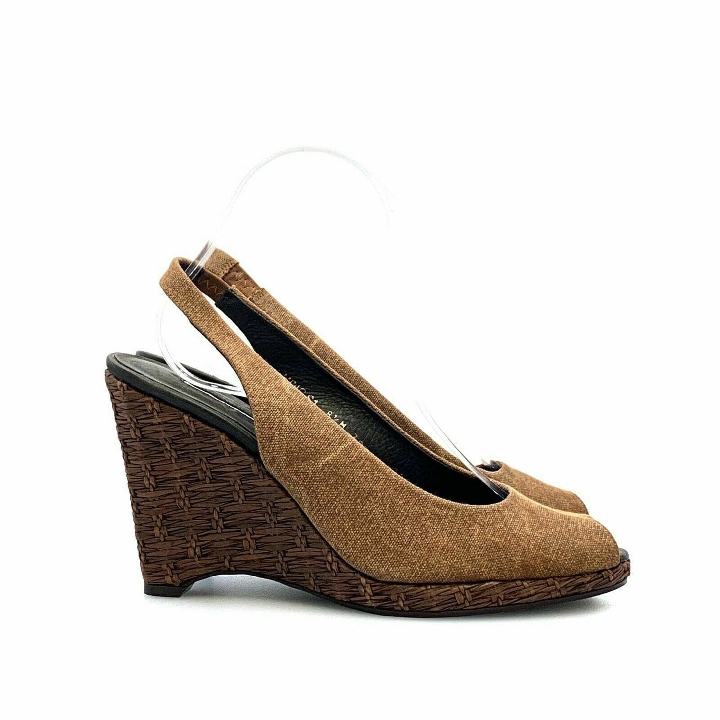 Donald Pliner Womens Shoes SIZE 8.5M Brown Canvas Mings S1 32514 Wedge Heels - parsimonyshoppes