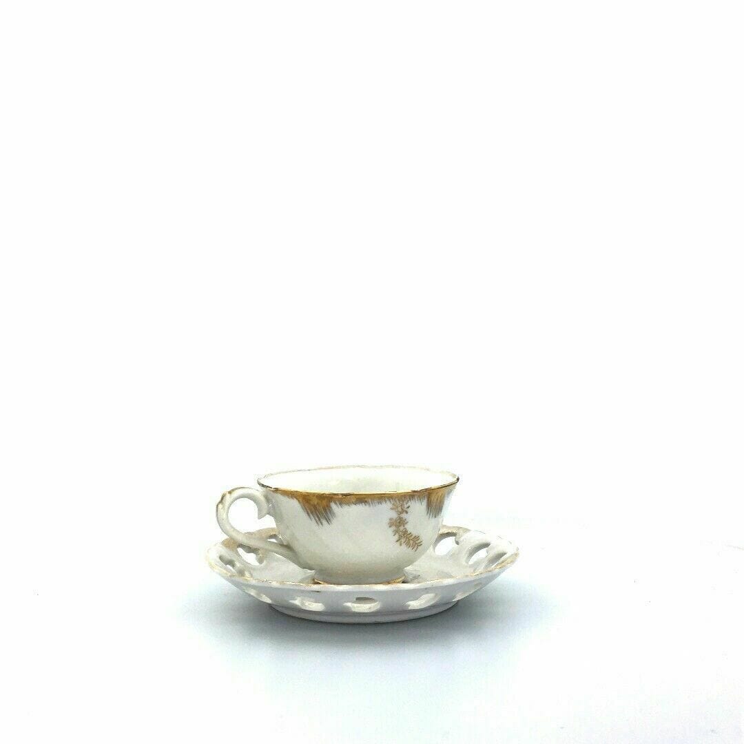 Lefton China Sweet Violets Vintage Hand Painted Porcelain Cup & Saucer Set EUC - parsimonyshoppes