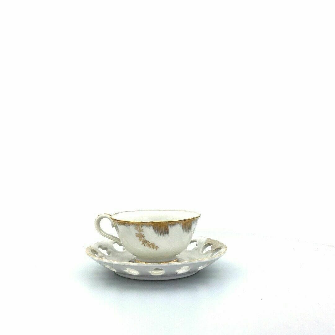 Lefton China Sweet Violets Vintage Hand Painted Porcelain Cup & Saucer Set EUC - parsimonyshoppes