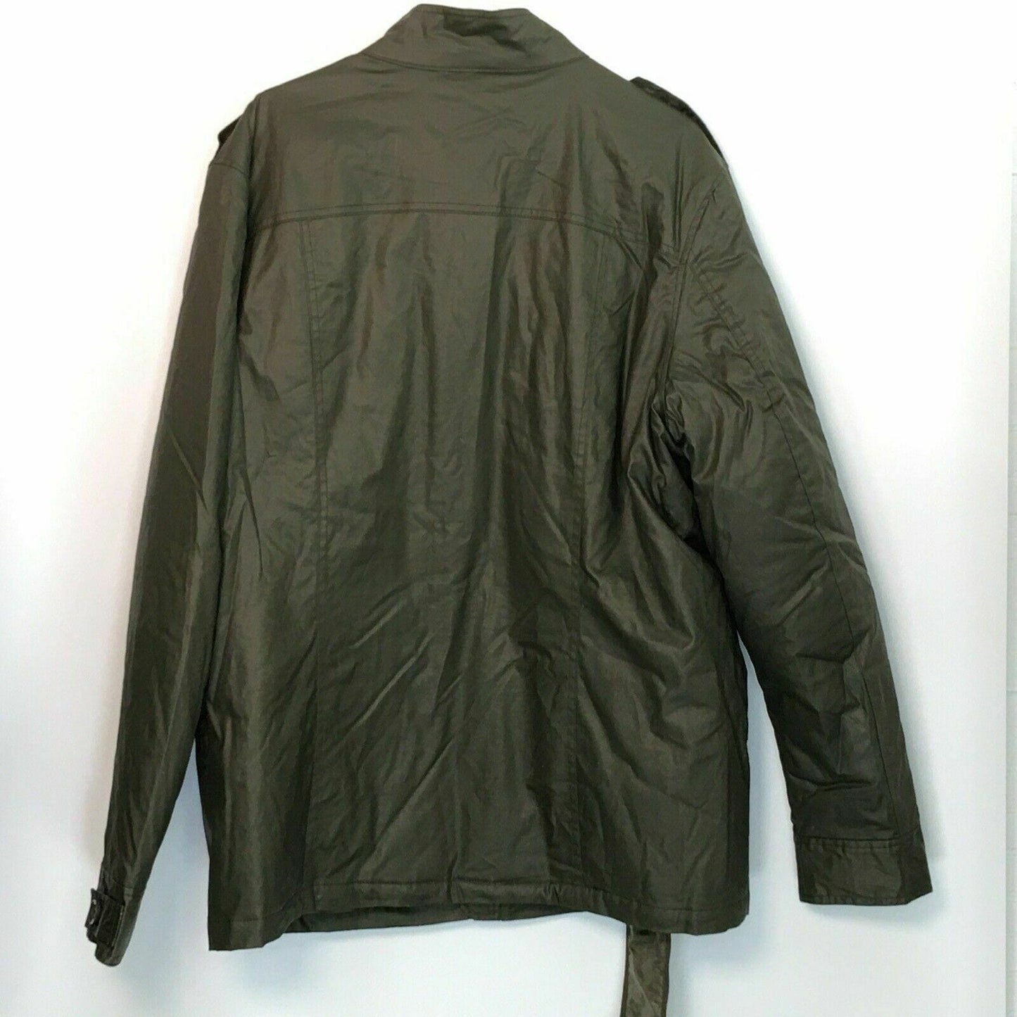 21 Men Military Jacket Size XL Olive Green Button Up Zipper Expansion - parsimonyshoppes