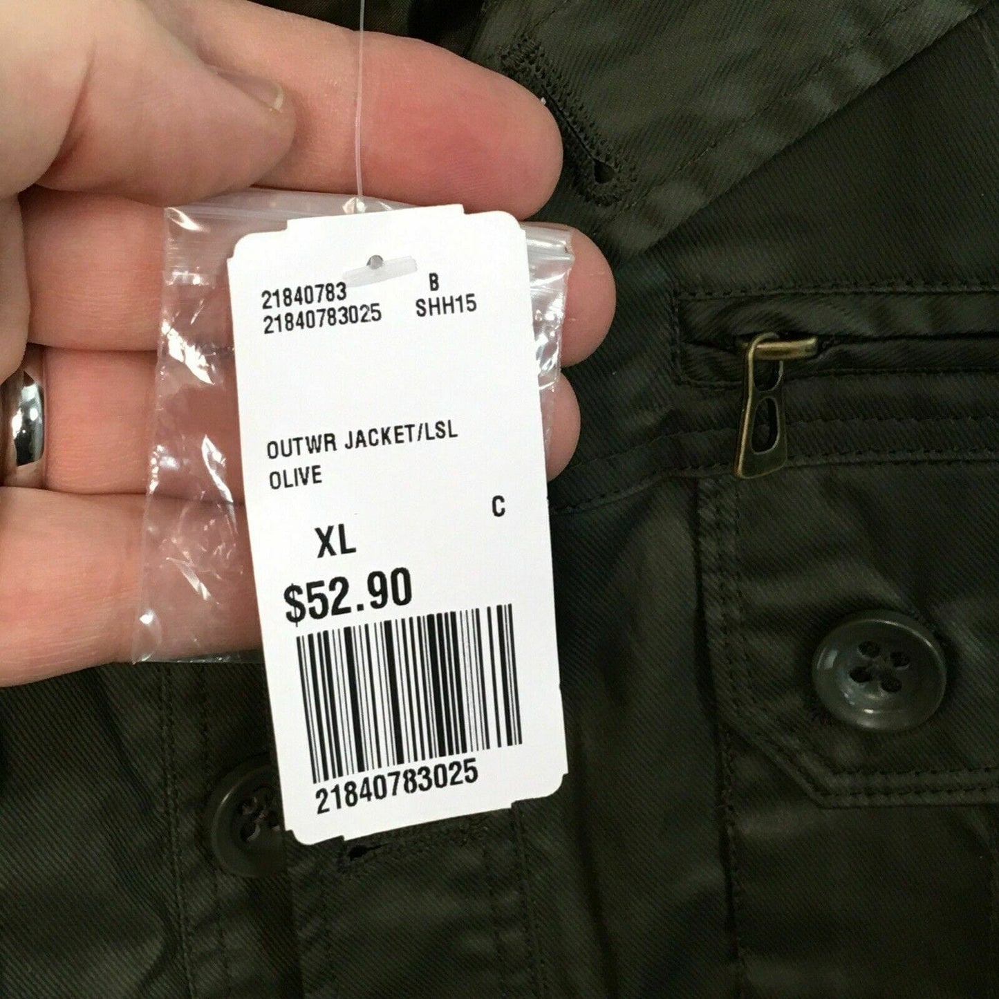 21 Men Military Jacket Size XL Olive Green Button Up Zipper Expansion - parsimonyshoppes