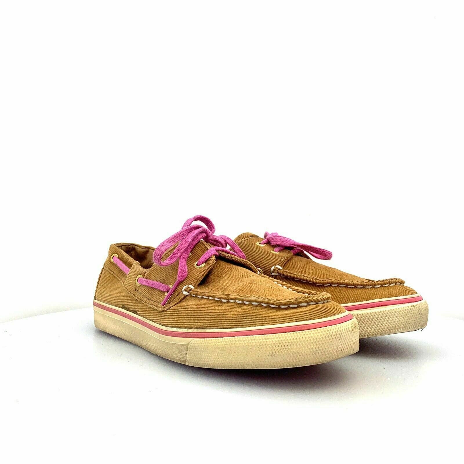 Women's Sperry Top-Sider Corduroy Boat Shoes, Brown / Pink - Size 10M - parsimonyshoppes