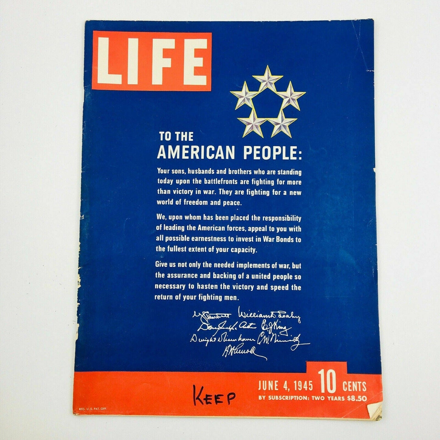 “To The American People” Issue Vintage Life Magazine June 4, 1945 - parsimonyshoppes