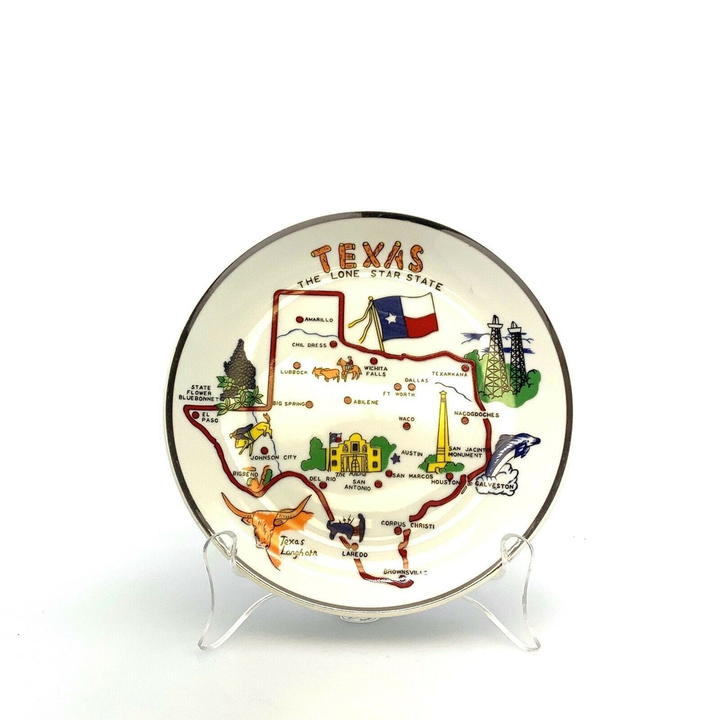 State Of Alabama Souvenir Collectible Plate, White - 8” - parsimonyshoppes