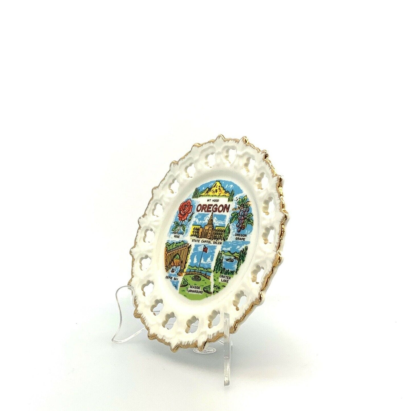 State Of Oregon Souvenir Collectible Plate, White - 9” - parsimonyshoppes