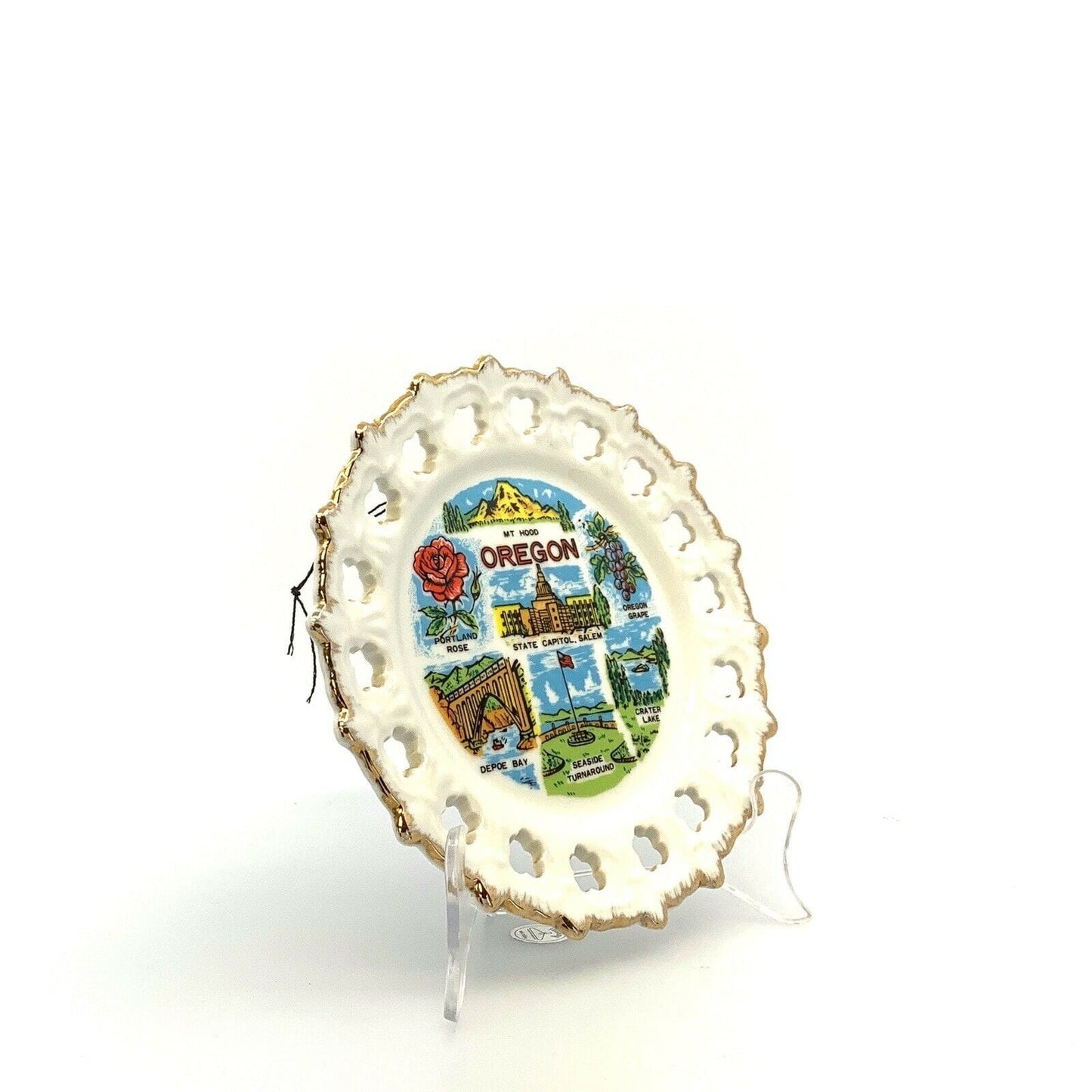State Of Oregon Souvenir Collectible Plate, White - 9” - parsimonyshoppes