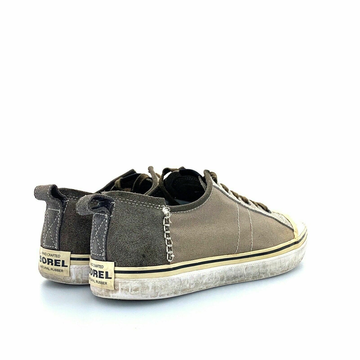 Sorel Mens Size 11.5 Brown White Canvas Sneakers Board Lace Up Shoes - parsimonyshoppes