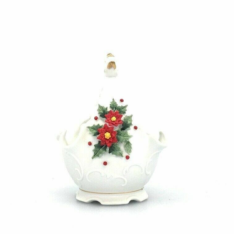 Lefton Vintage Hand Painted Porcelain Holly Votive Candle Holder, White - parsimonyshoppes