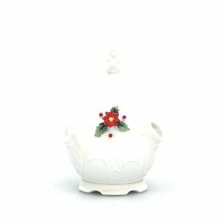 Lefton Vintage Hand Painted Porcelain Holly Votive Candle Holder, White - parsimonyshoppes