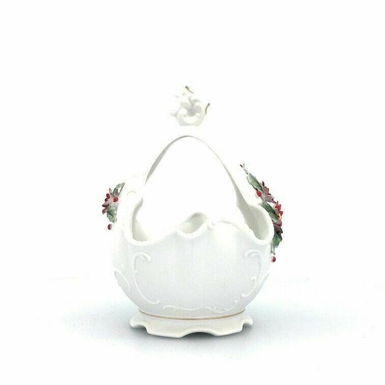 Lefton Vintage Hand Painted Porcelain Holly Votive Candle Holder, White - parsimonyshoppes