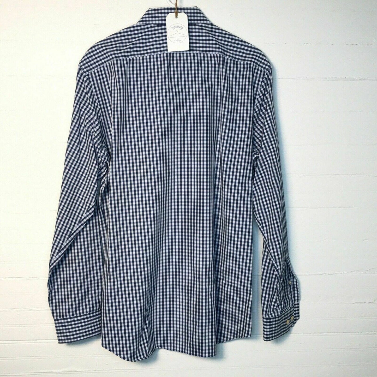 Banana Republic Mens Size L Blue Plaid Check Dress Shirt Button-Up Long Sleeve