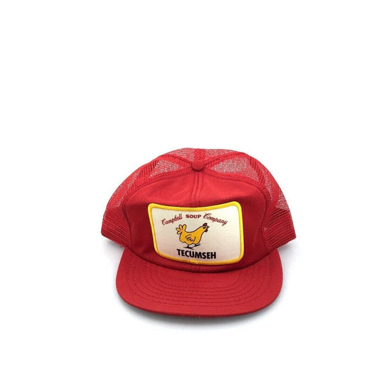 Vintage K-Products Red Mesh Trucker Hat Campbell Soup Tecumseh NE Patch OSFA
