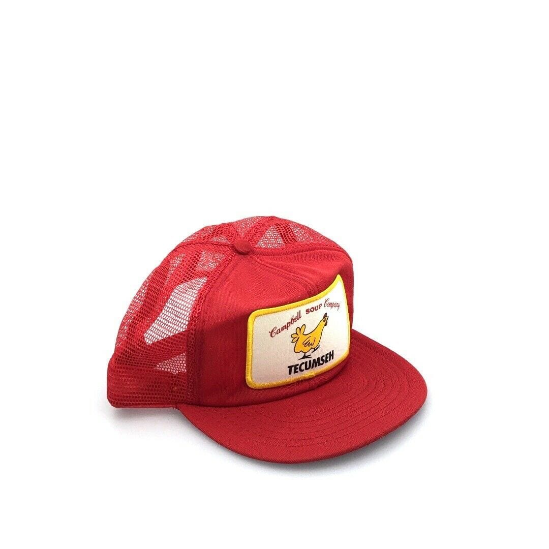 Vintage K-Products Red Mesh Trucker Hat Campbell Soup Tecumseh NE Patch OSFA