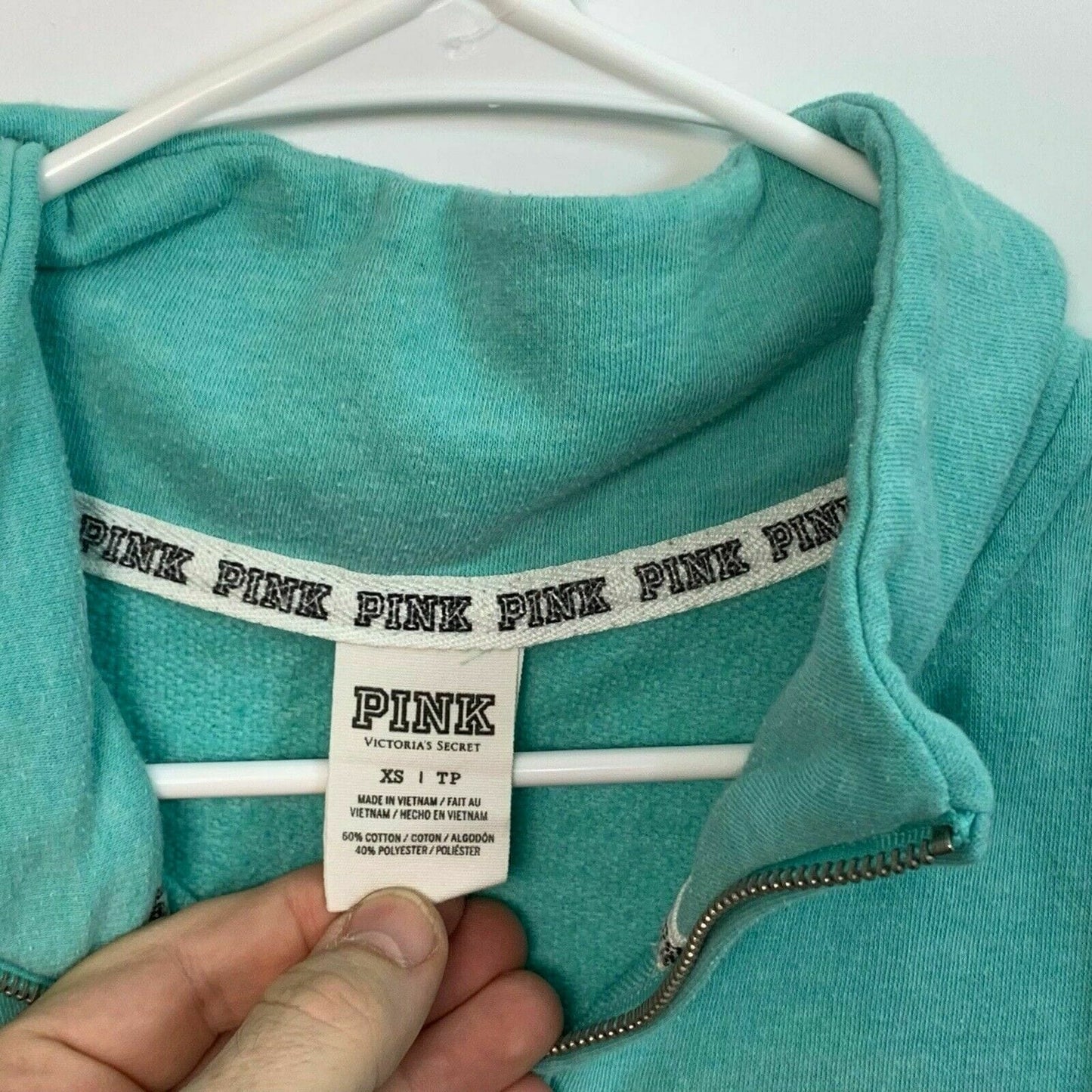 PINK by Victoria’s Secret Women’s Pullover Sweatshirt | Size XS | Teal Green | Long Sleeve | EUC