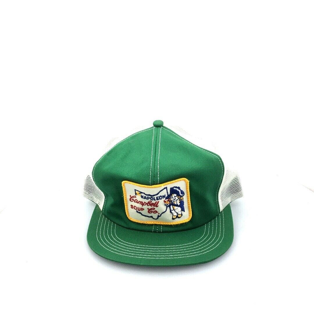 Vintage K Products Green Mesh Trucker Hat Campbell Soup Napoleon OH Patch OSFA