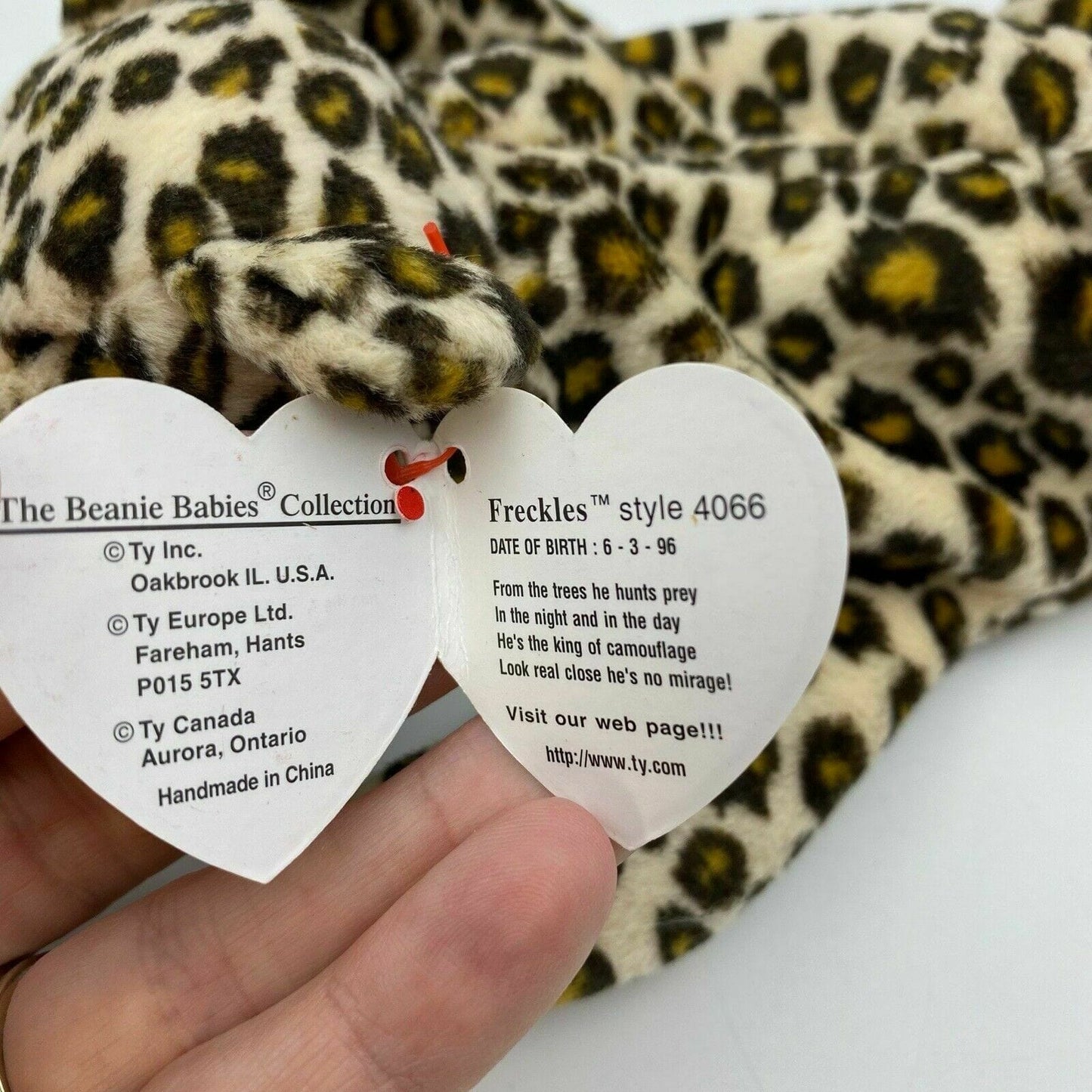 Ty Original Beanie Babies Freckles The Leopard Plush Toy 1996 Excellent Cond. Vintage