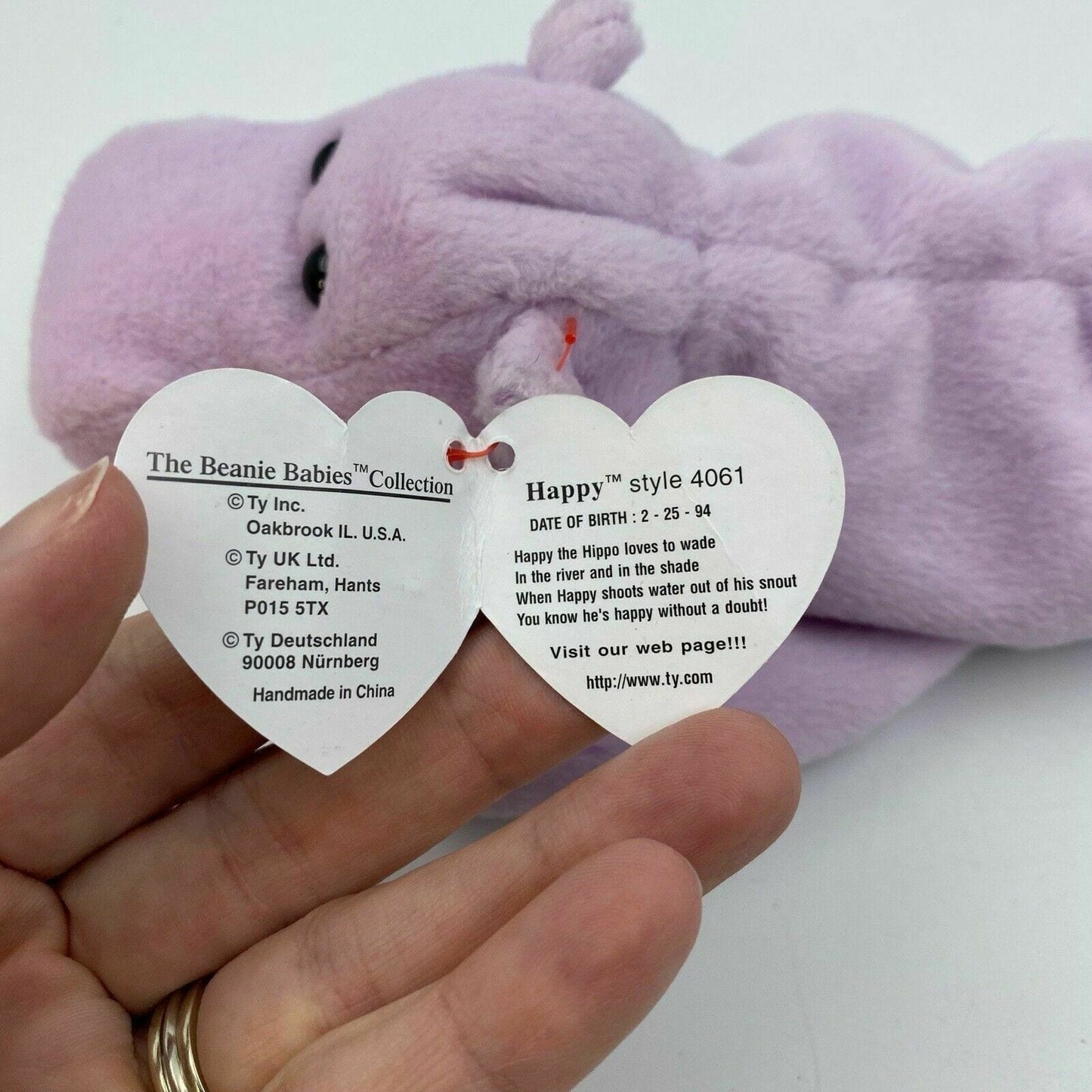 Ty Original Beanie Babies Happy the Elephant Plush Toy | Gray