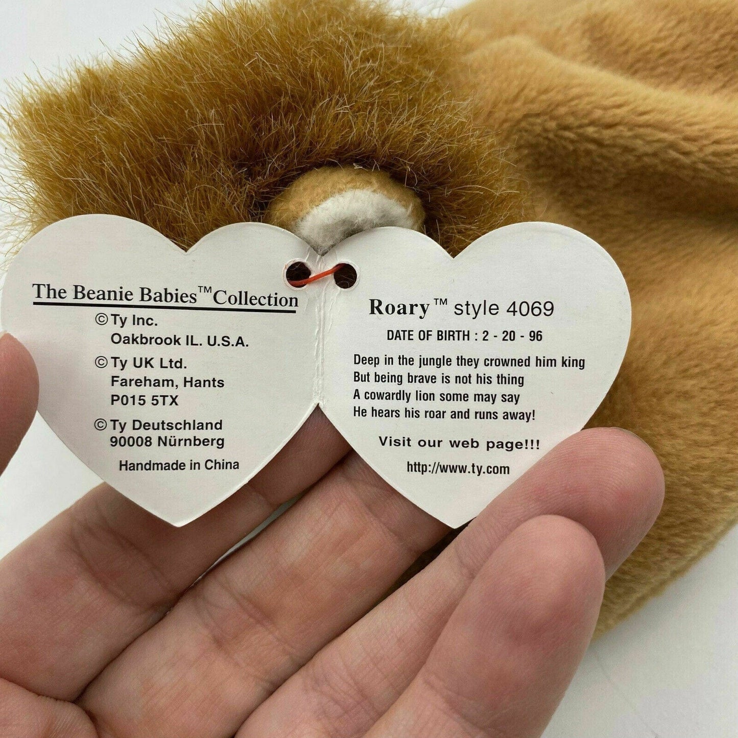 Ty Original Beanie Babies Roary The Lion Plush Toy Excellent Cond. 1996