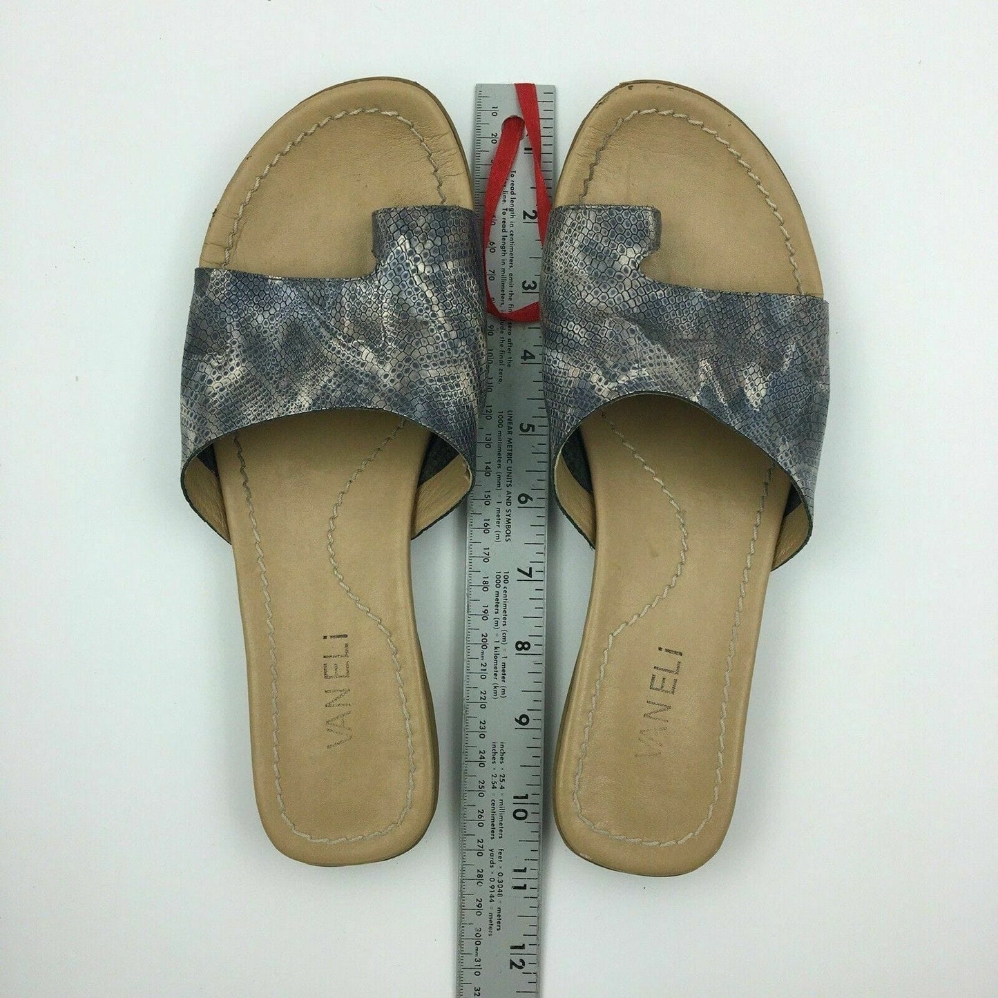 Trendy VANELi Womens Snakeskin Slide Sandals - Gray, Size 12