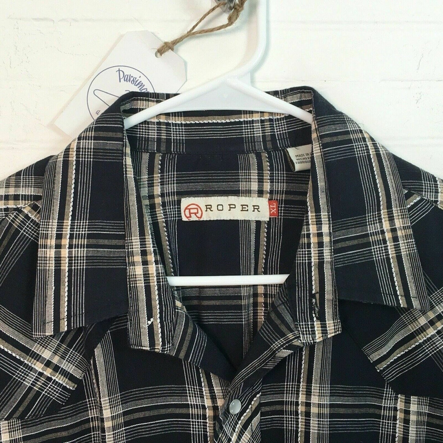 Roper Men's Black/Brown Plaid Snap-Up Long Sleeve Western Shirt - Size XL