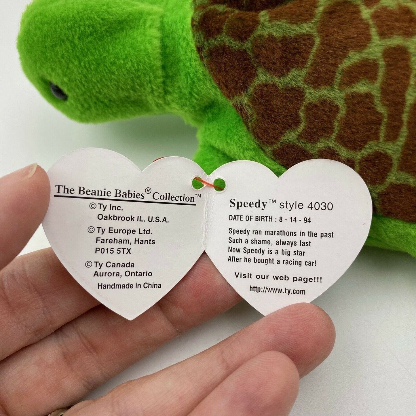 Ty Original Beanie Babies Speedy Turtle Plush Toy Excellent Cond. 1993