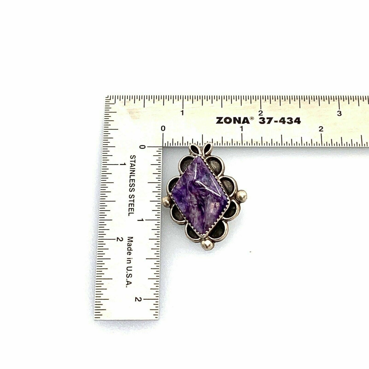 Vintage Charm Navajo Womens Clip On Sterling Silver Earrings, Purple Charoite Stone