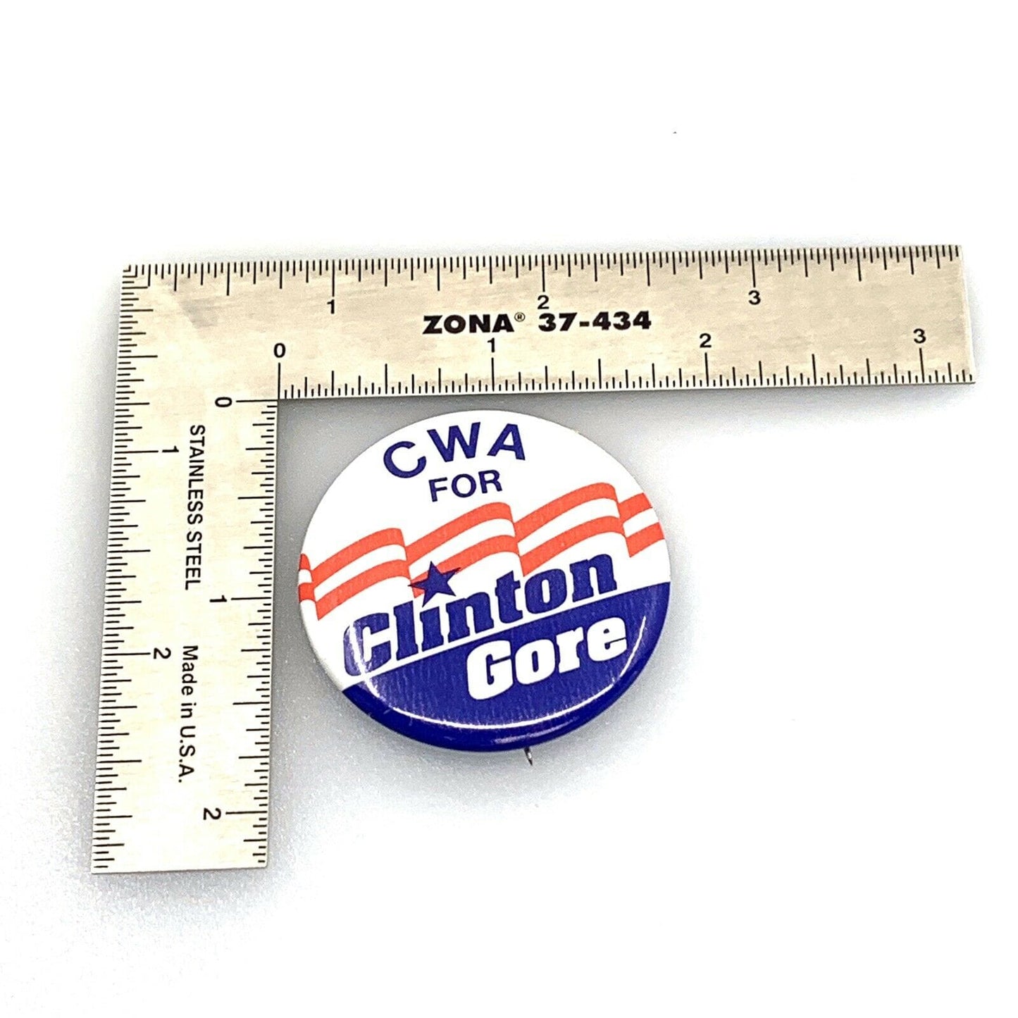 Vintage CWA Union Button Pin Badge - Clinton Gore Vintage