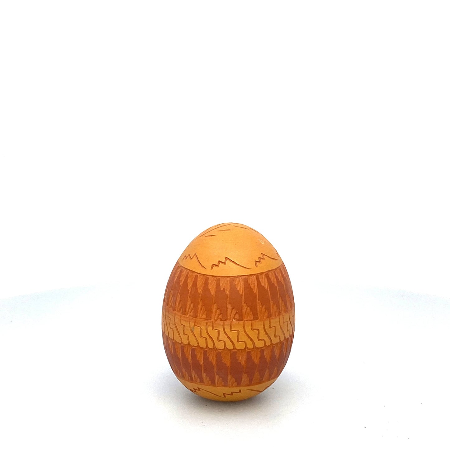 Navajo Pottery by Anna Tsosie Clay Egg Orange Terra Cotta Hand Etched 4”