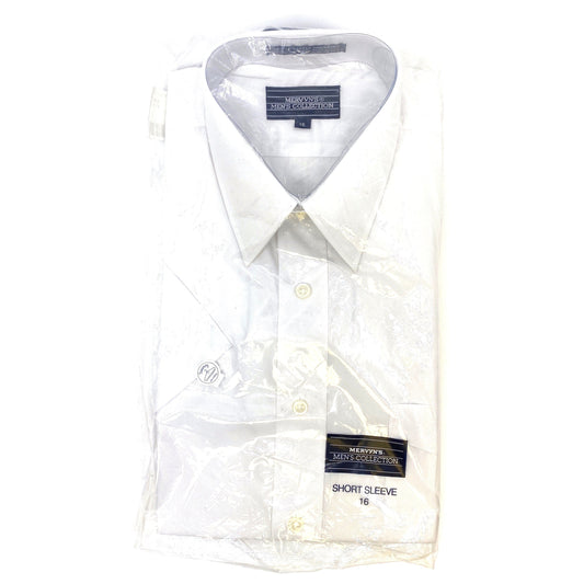 Vintage Mervyns Men's White Short Sleeve Button-Up Shirt - Size 16
