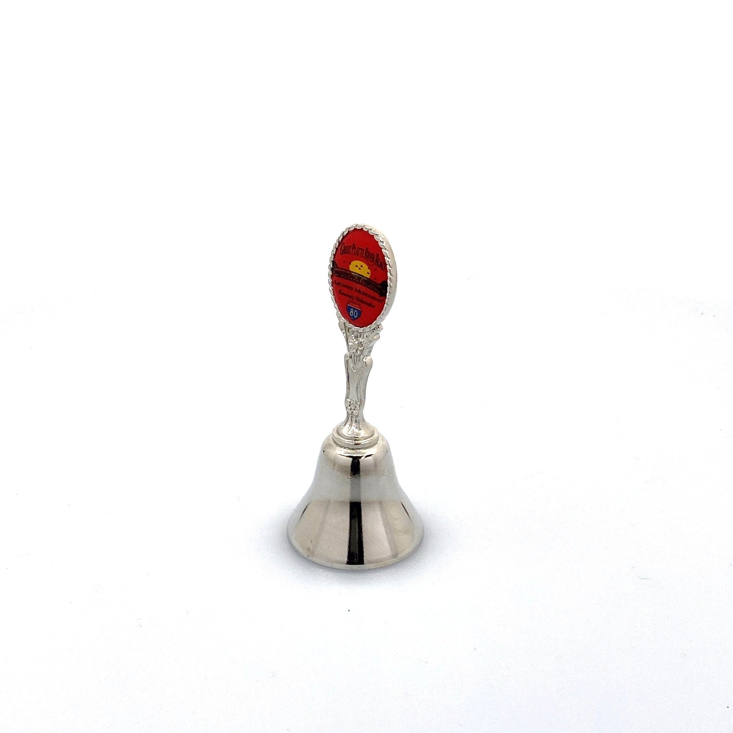 Vintage Hand Bell Travel Tourism Collectible Silver - Great Platte River Road - Archway Monument