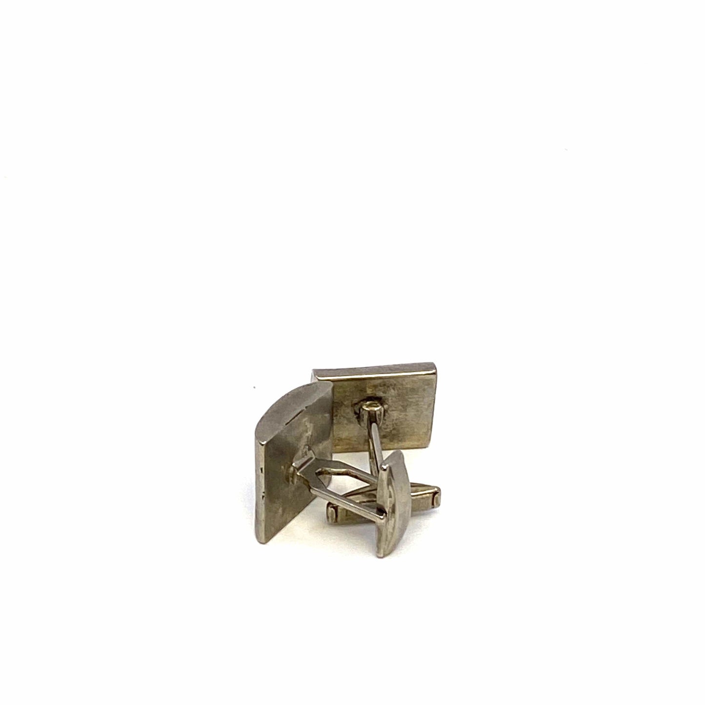 Vintage Mens Cufflinks Sterling Silver Square Wave