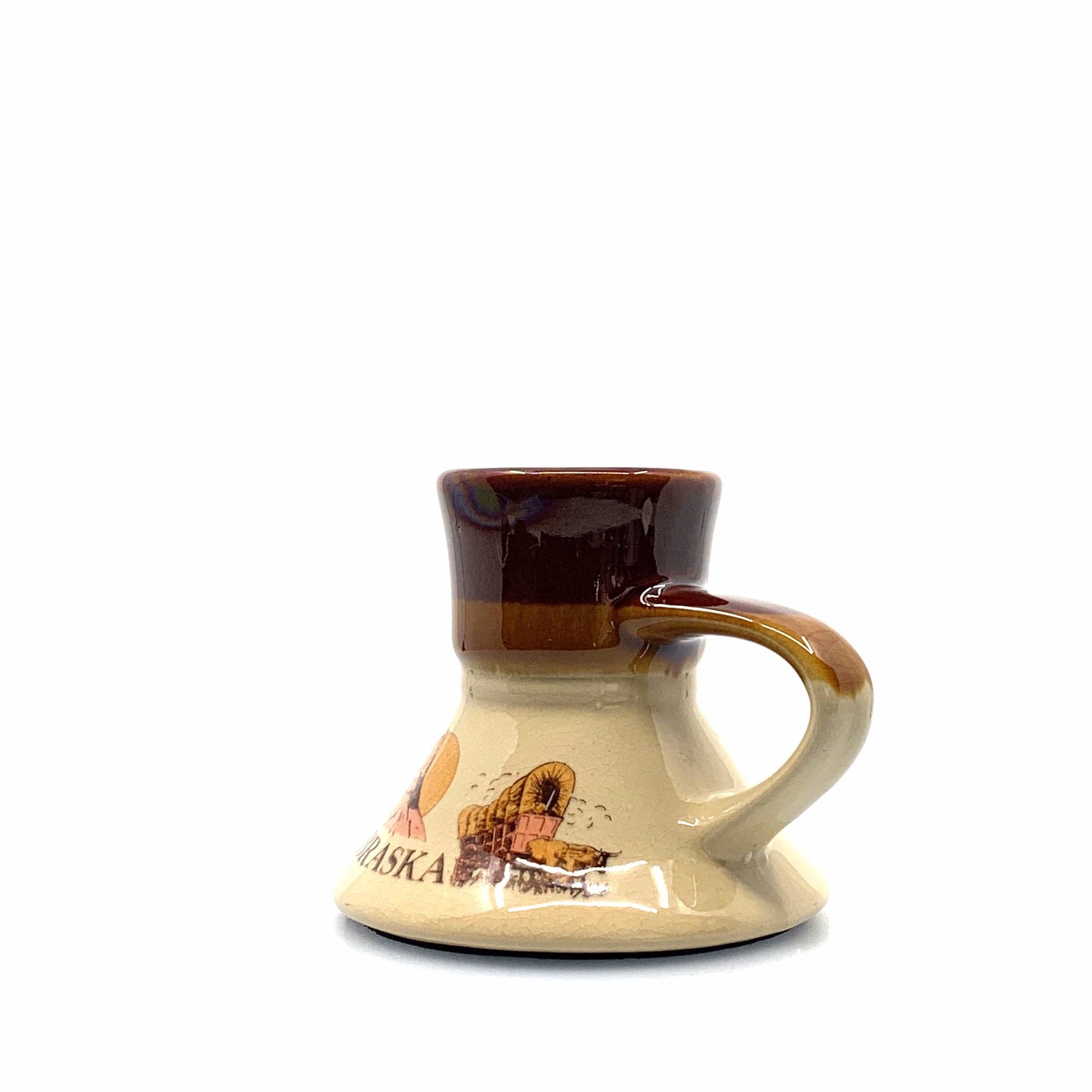 Vintage No Spill Nebraska State Tourism Brown Coffee Cup 10 Fl Oz