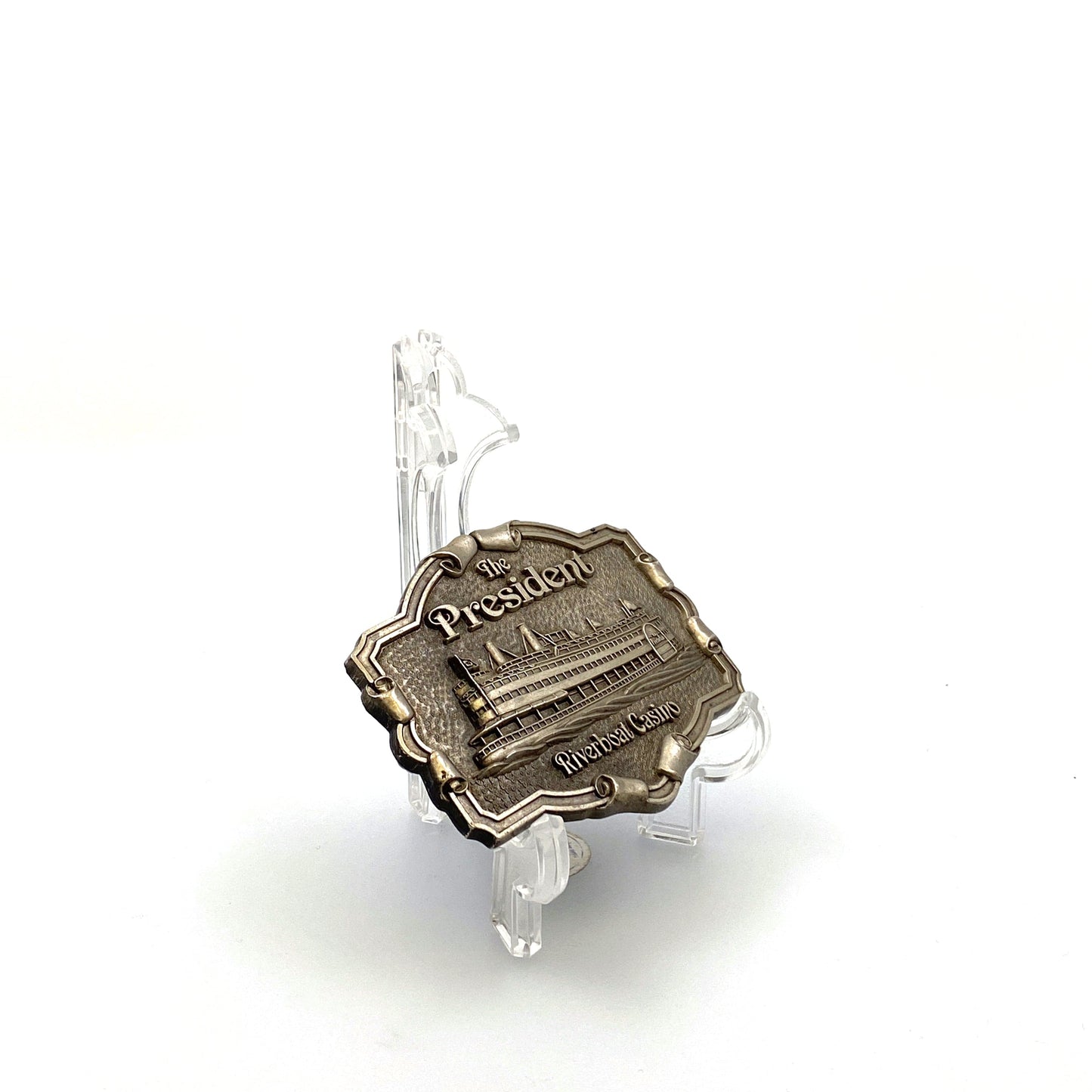 “The President Riverboat Casino” Brass Belt Buckle 3”