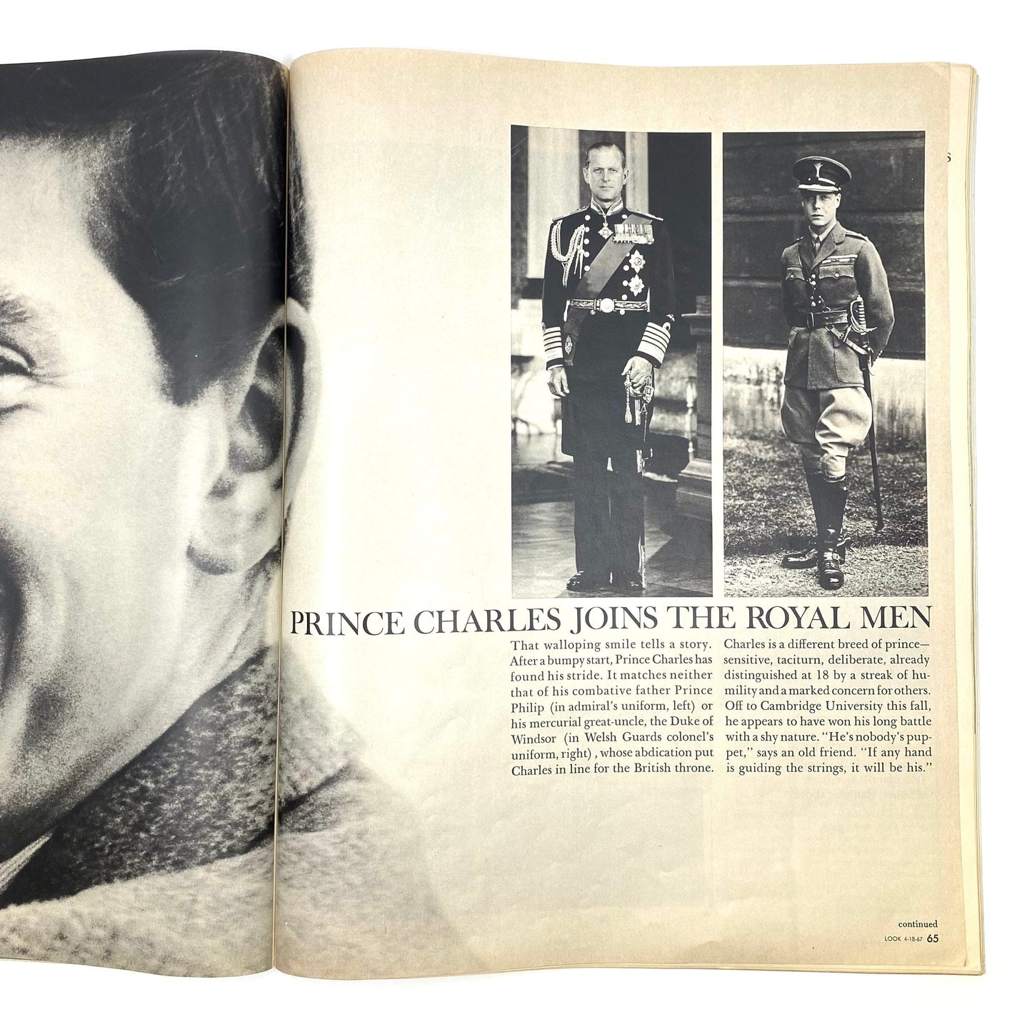 Vintage LOOK “PRINCE CHARLES AND HIS FATHER: A ROYAL CONTRAST” - April 16, 1967