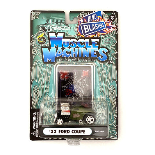 Muscle Machines '33 Ford Coupe – Vibrant Green Diecast Collectible for Car Enthusiasts – 1:64 Scale Model