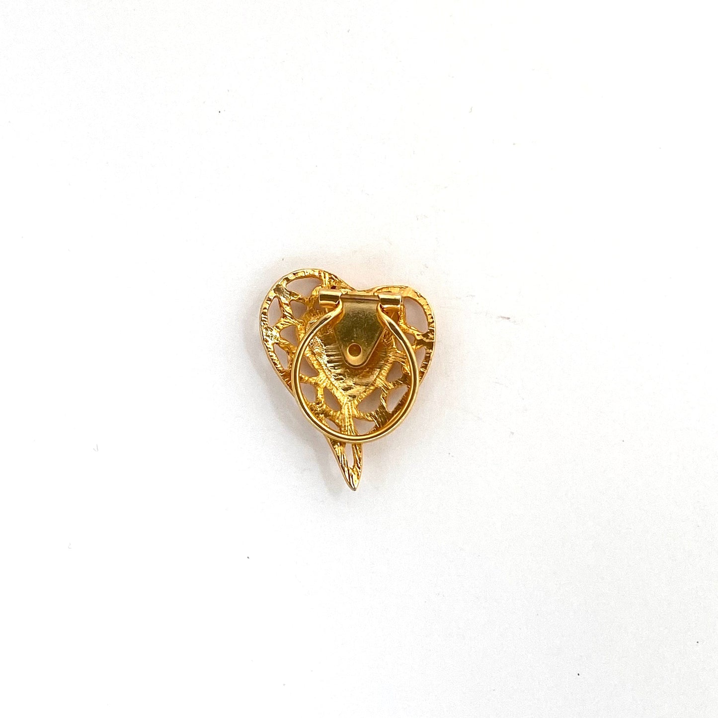 Vintage Goldtone Heart Scarf Clip Pin Openwork Style