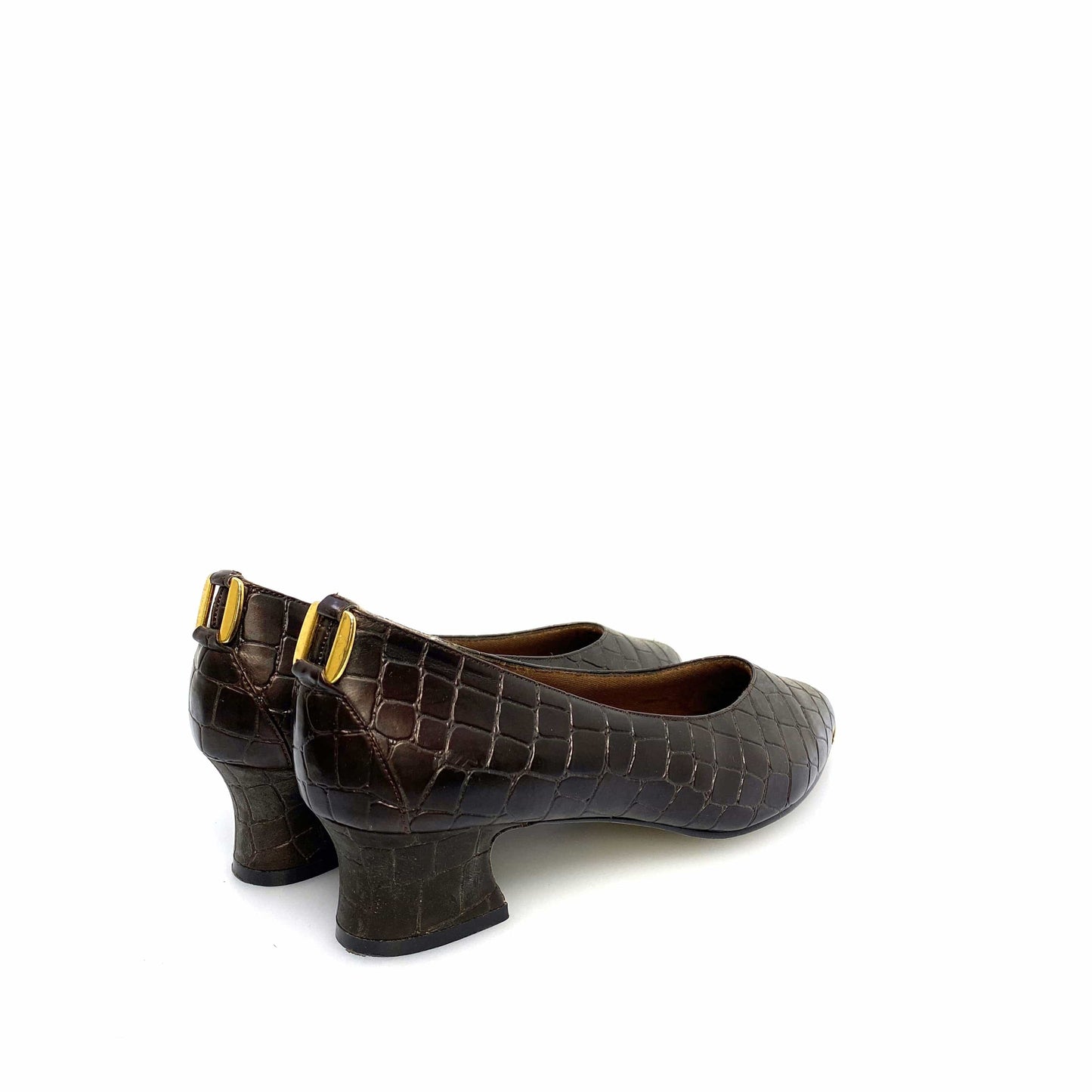 Vintage Annie Womens Size 9M Brown Gold Animal Print Heels