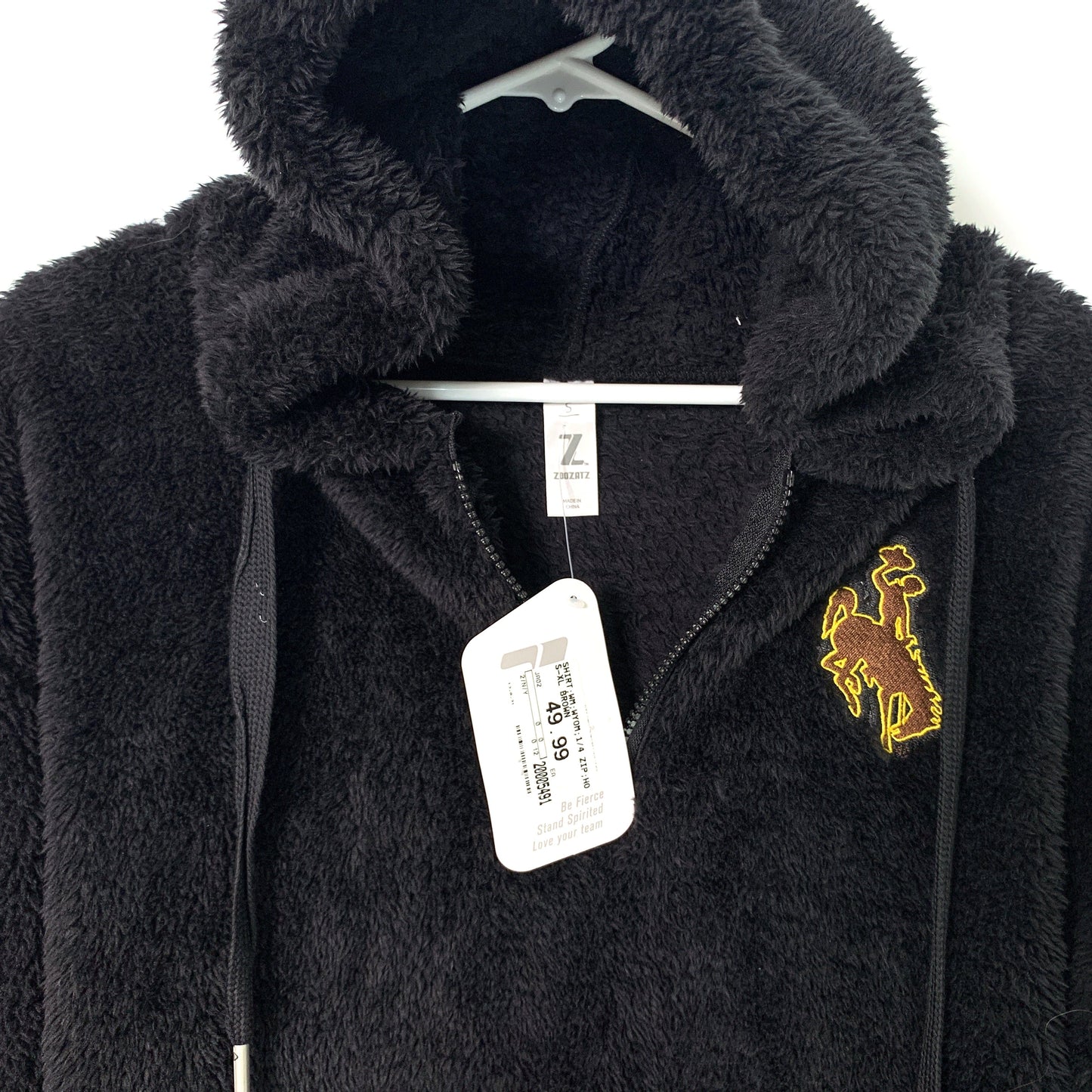 University of Wyoming Women's Black ¼ Zip Pullover Hoodie Sweatshirt - Size Small