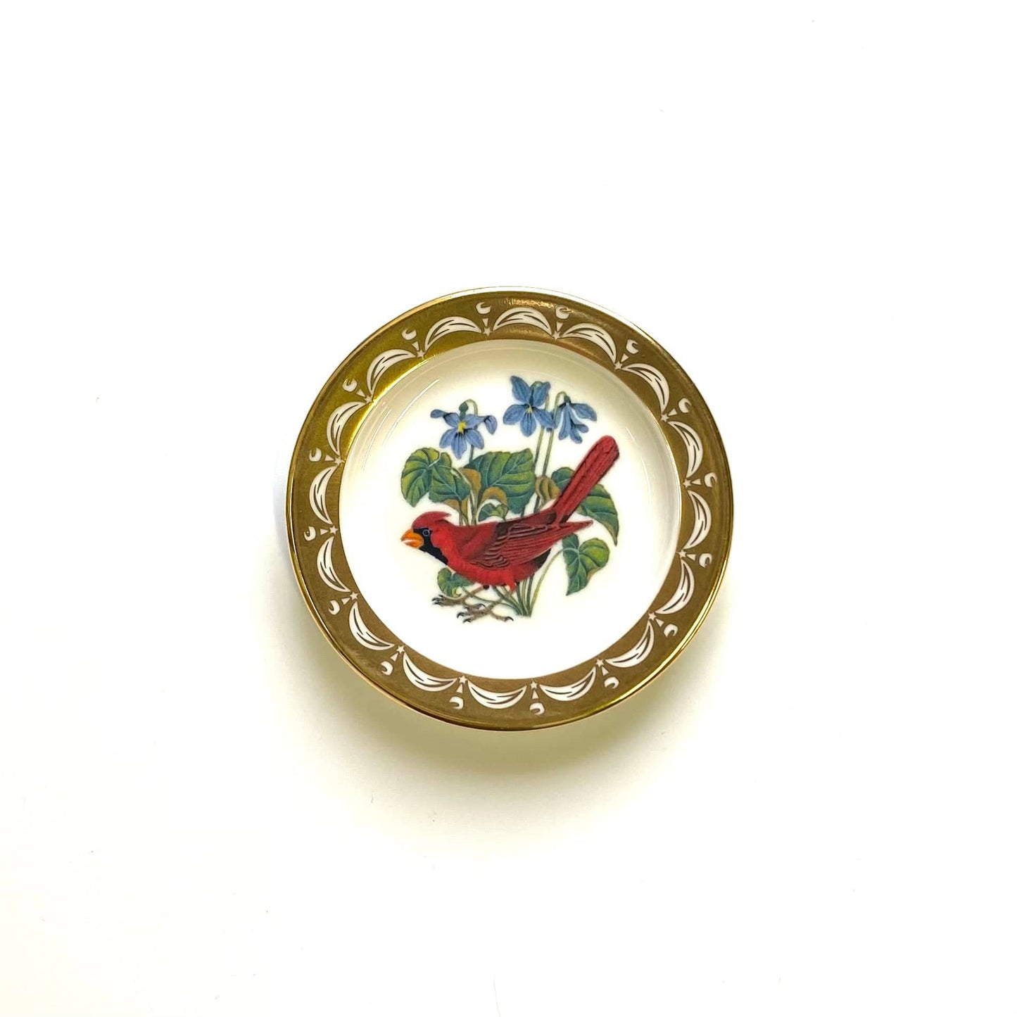 Franklin Porcelain State Birds and Flowers Miniature Plate ILLINOIS Cardinal / Violet