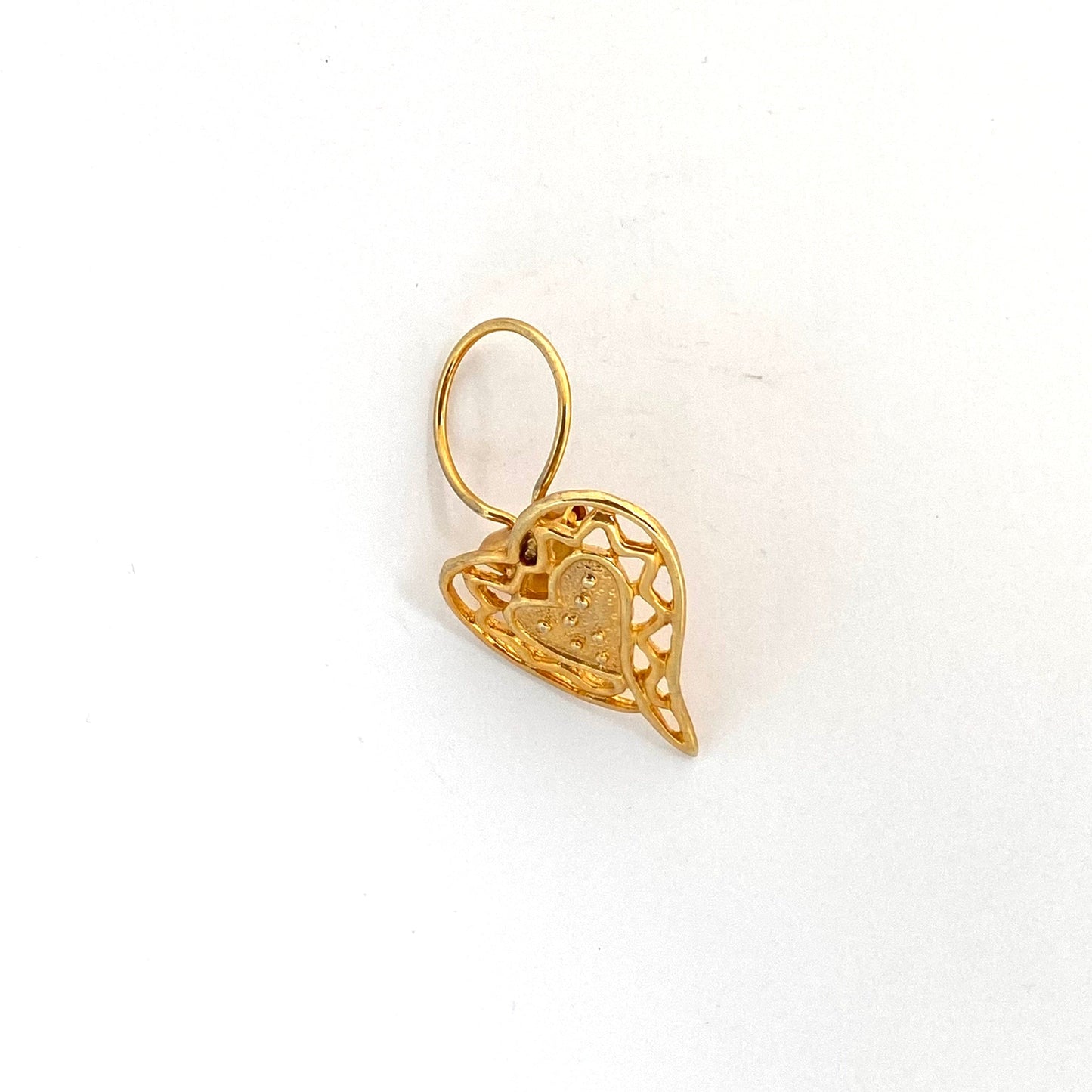 Vintage Goldtone Heart Scarf Clip Pin Openwork Style