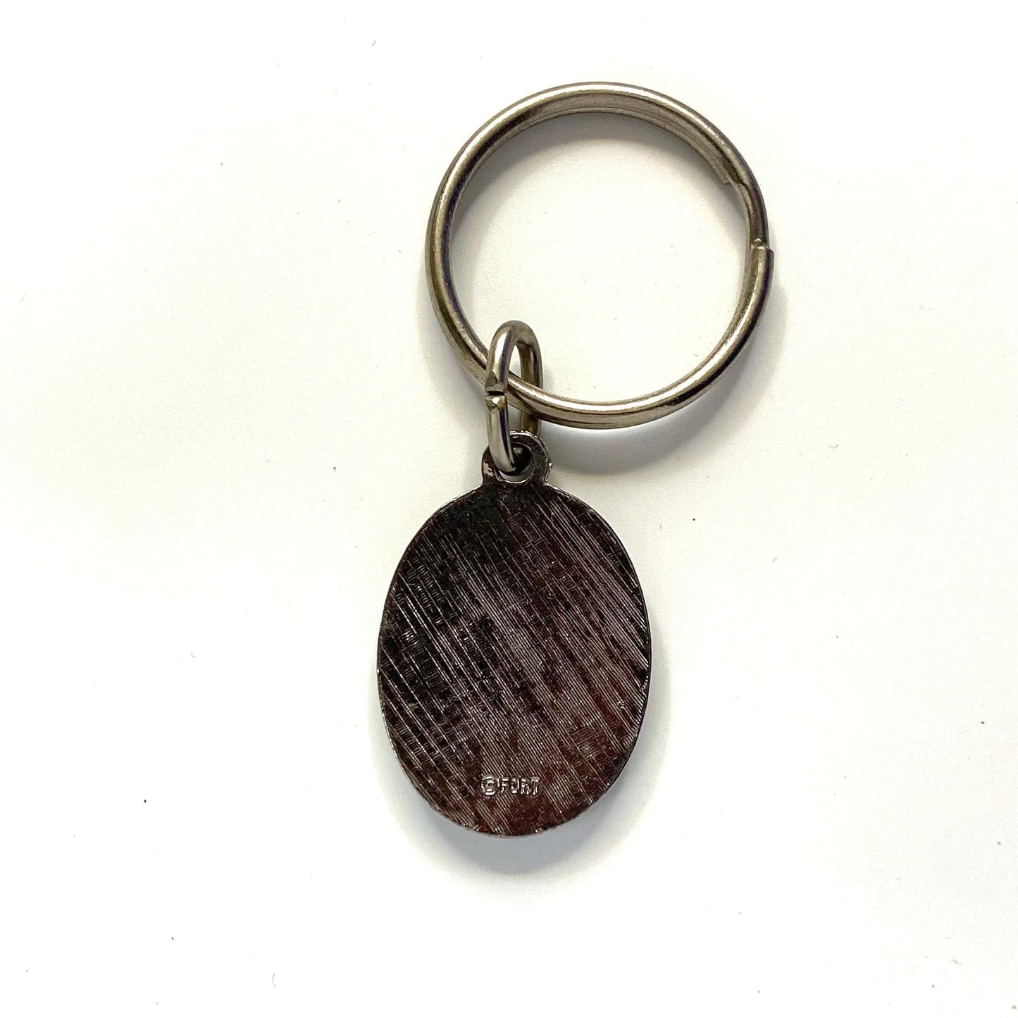 Vintage Fort Williamsburg, VA The Governors Palace Capitol Souvenir Keychain Key Ring Metal Oval Silver