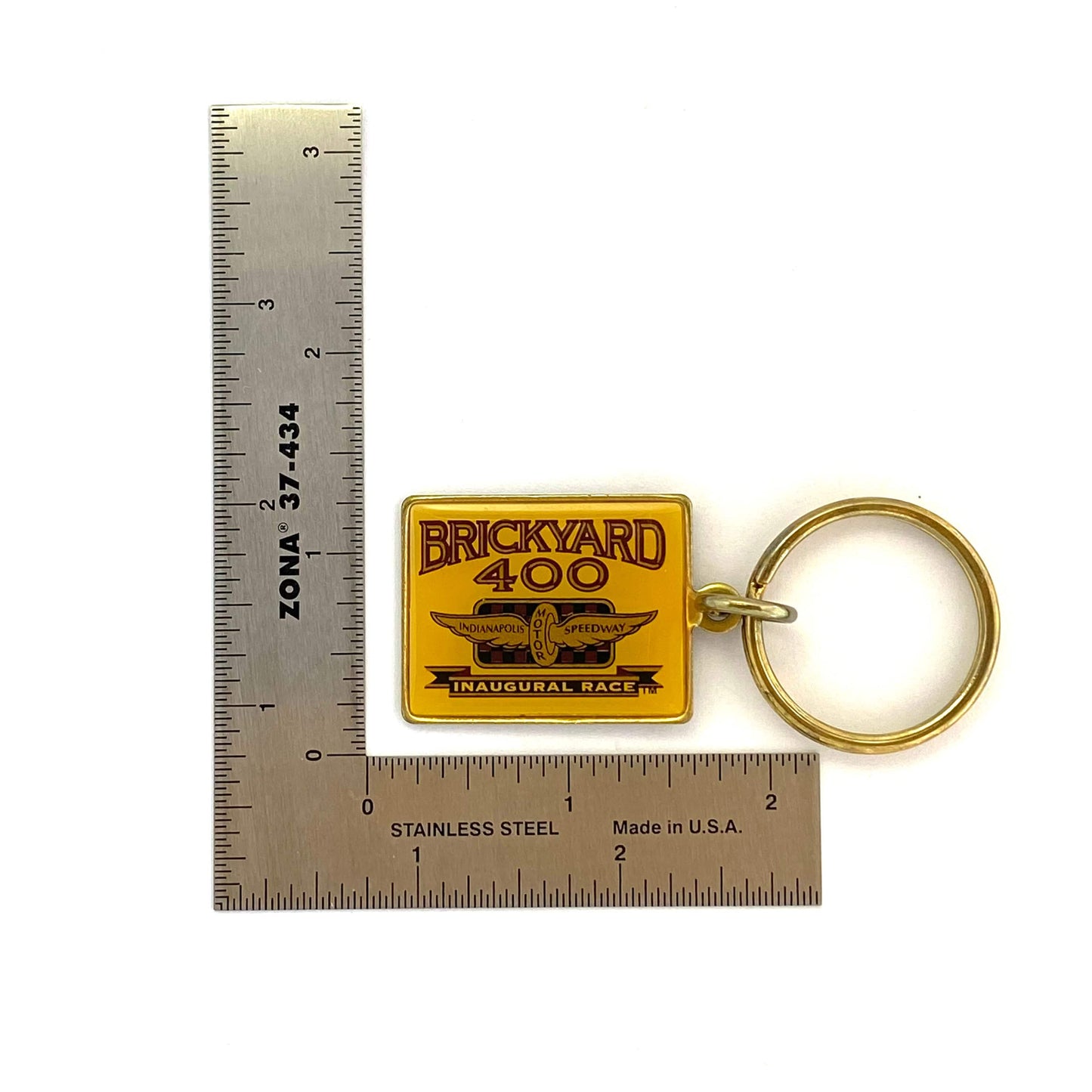 Vintage “Brickyard 400 Inaugural Race” Enamel Keychain Key Ring Souvenir