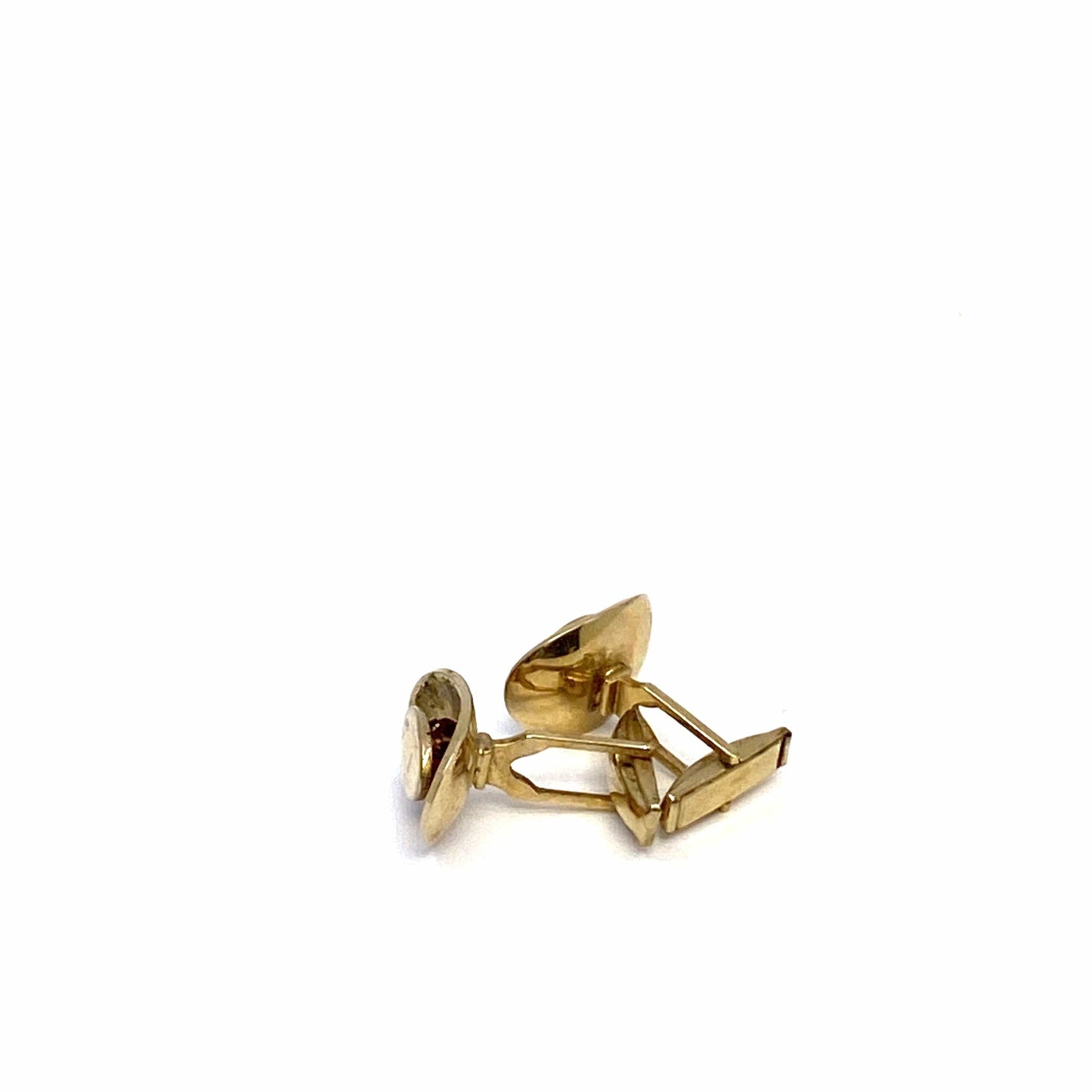 Vintage Mens Cufflinks Modernist Oval Gold, Pair