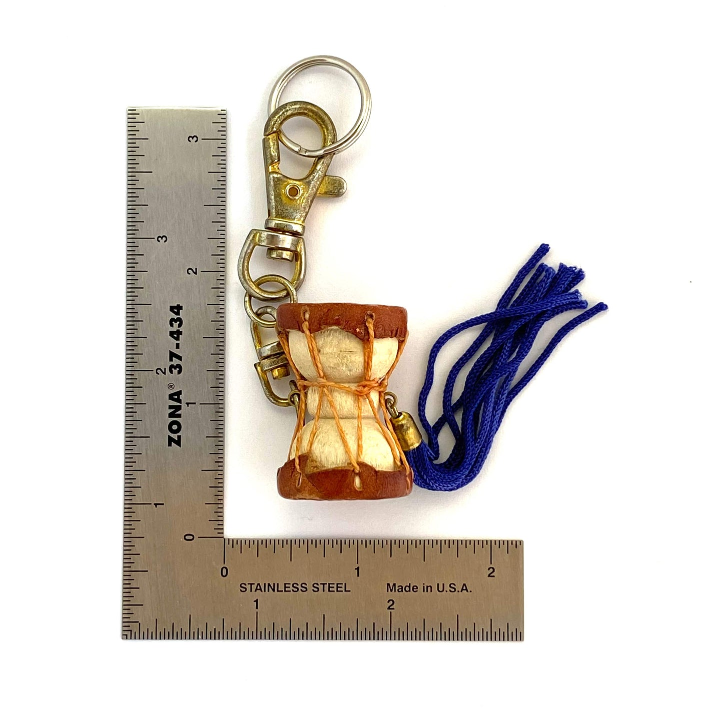 Vintage Korea Drum Tassle Travel Souvenir Solid Brass Keychain Key Ring Charm