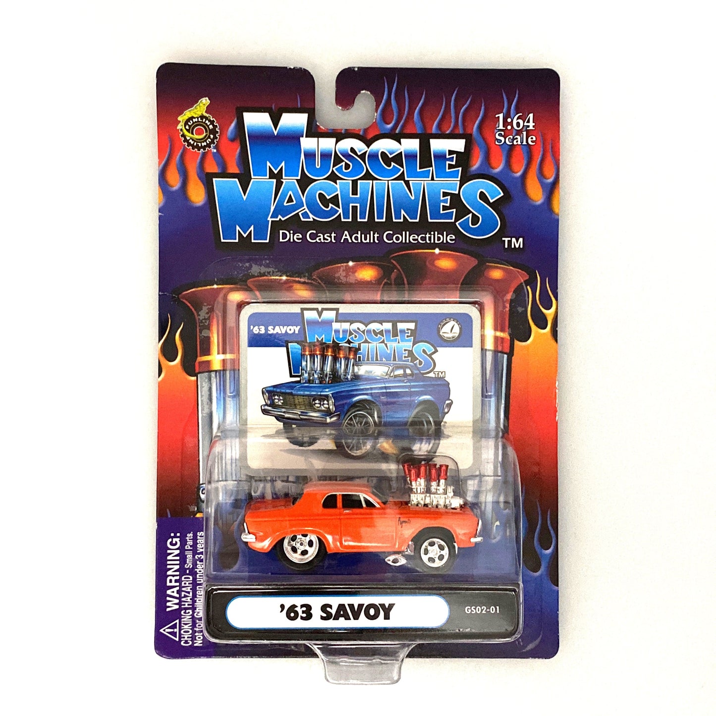 Muscle Machines Diecast Car – Vintage 1963 Savoy Collectible for Adult Collectors – 1:64 Scale Model in Stunning Orange