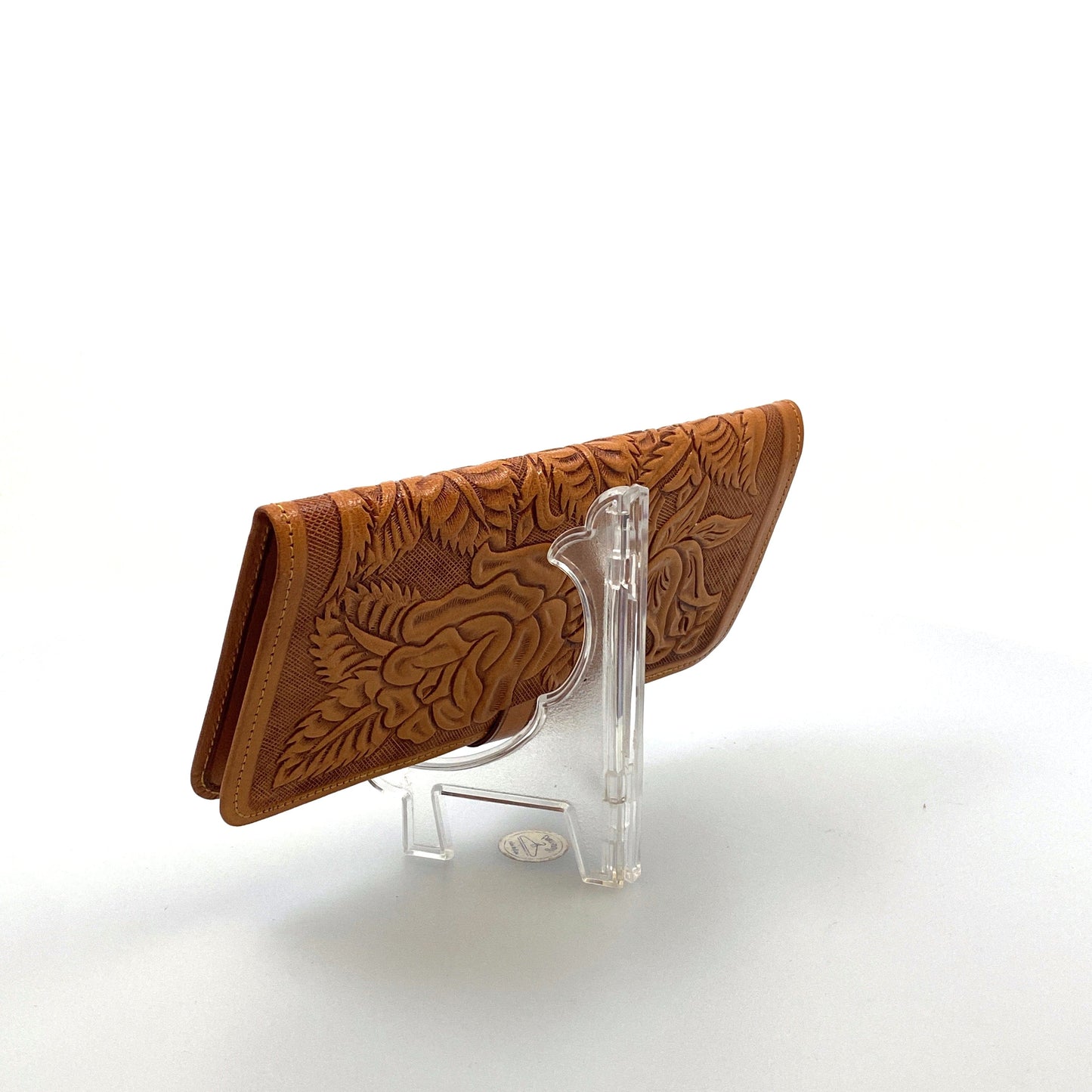 Vintage Jo-o-Kay Hand-Tooled Beige Leather Wallet