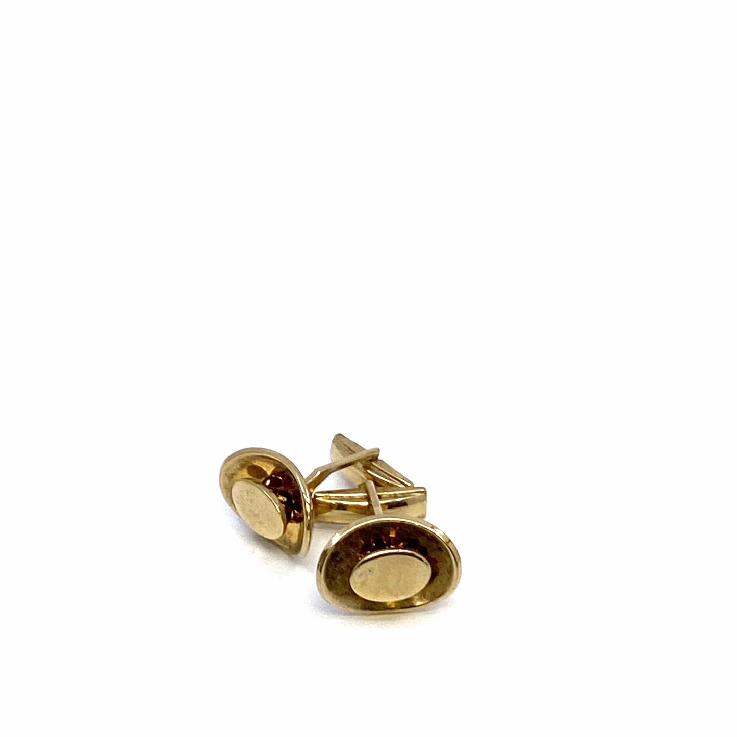 Vintage Mens Cufflinks Modernist Oval Gold, Pair